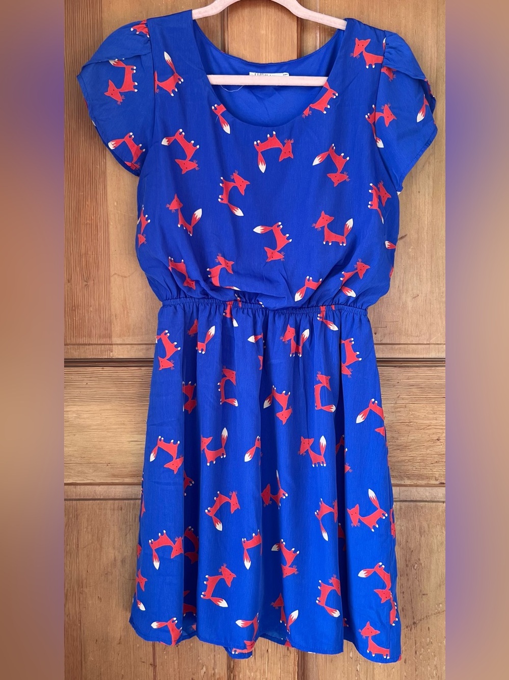 Peach Love Fox Print Dress M
